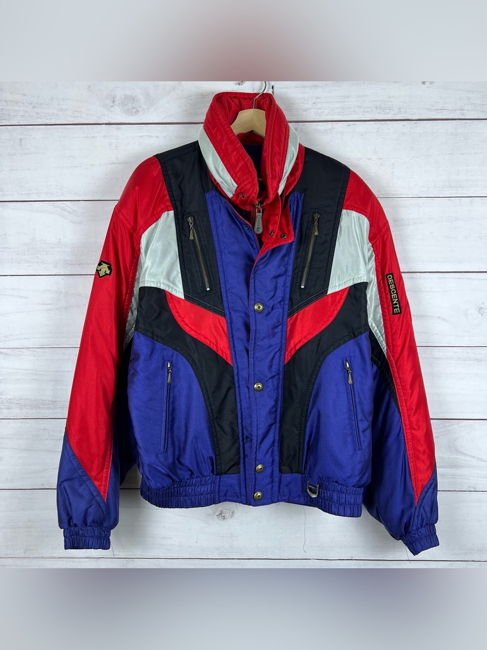 Vintage Descente Jacket Mens XL Red Blue Ski Colorblock Entrant SC 90s